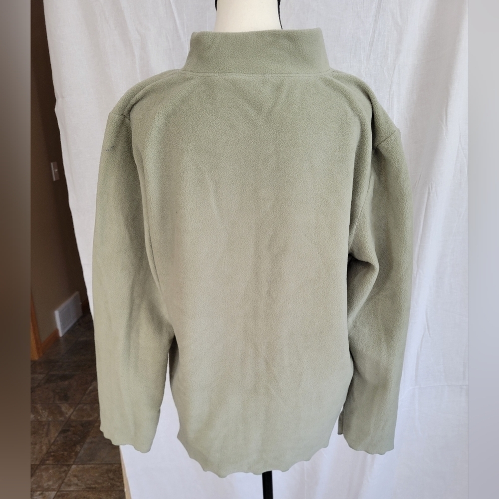 Itsu green snowflake embroidered patch mock neck fleece type pullover sweater L - Picture 6 of 6